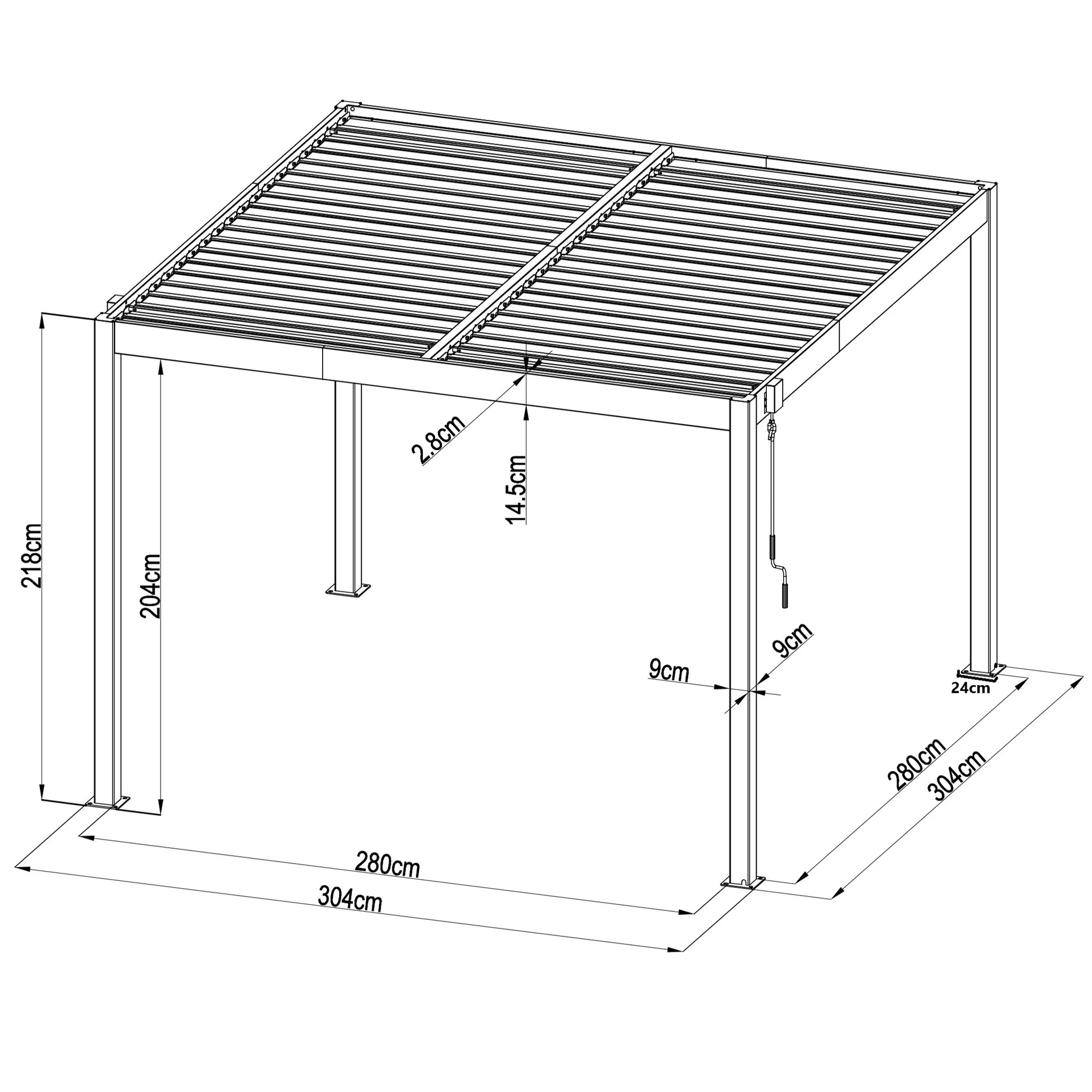 Pérgola bioclimática 3x3m | Lamas de aluminio y acero | Sevilla Antracita - Imagen 2