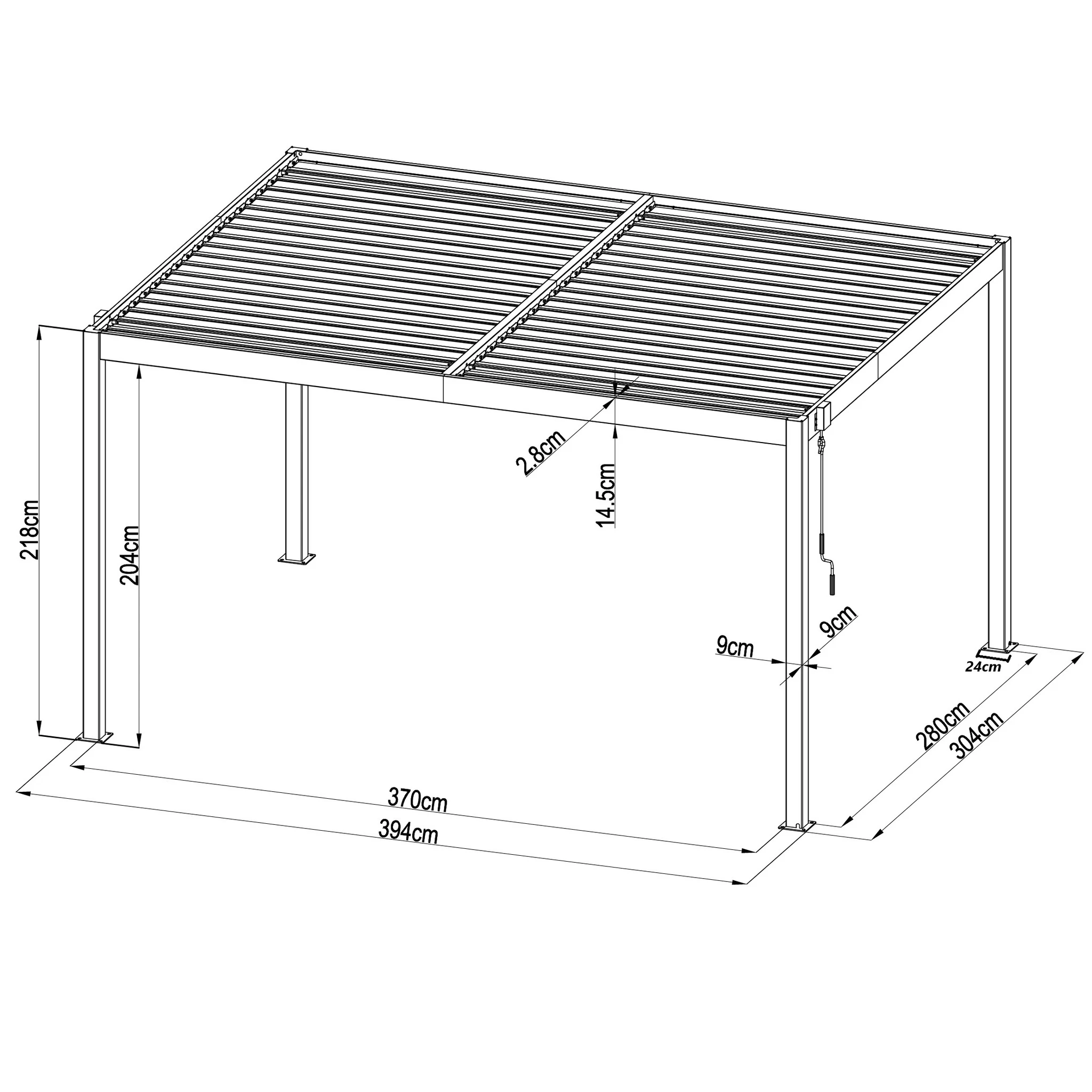 Pérgola bioclimática 3x4m | Lamas de aluminio y acero | Carmona Antracita - Imagen 2