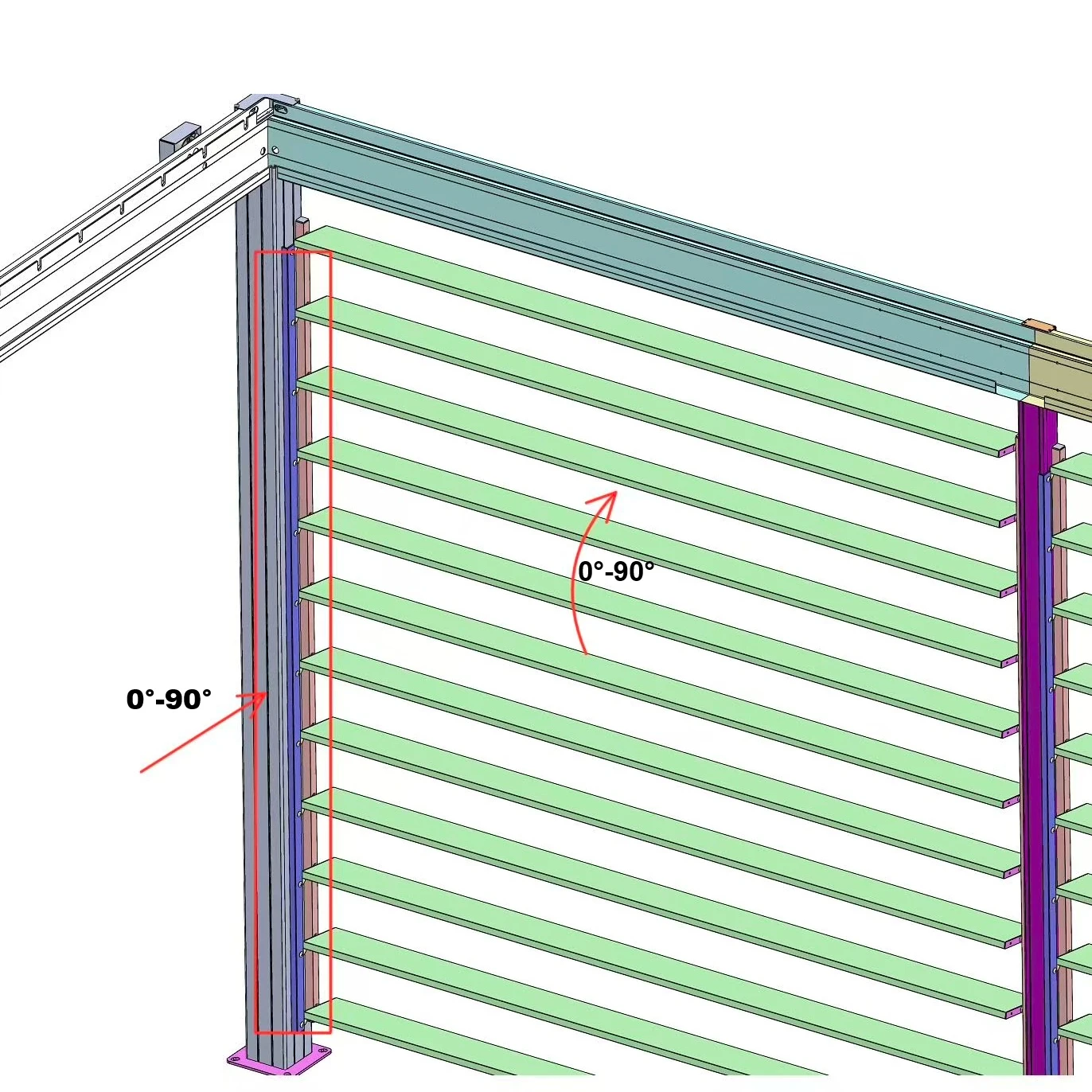 Persiana lateral ajustable de aluminio antracita para pérgola | 4m - Imagen 2
