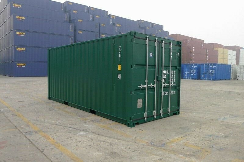 CONTENEDOR MARÍTIMO DE 20 PIES (UN VIAJE) VERDE OSCURO (RAL 6007)