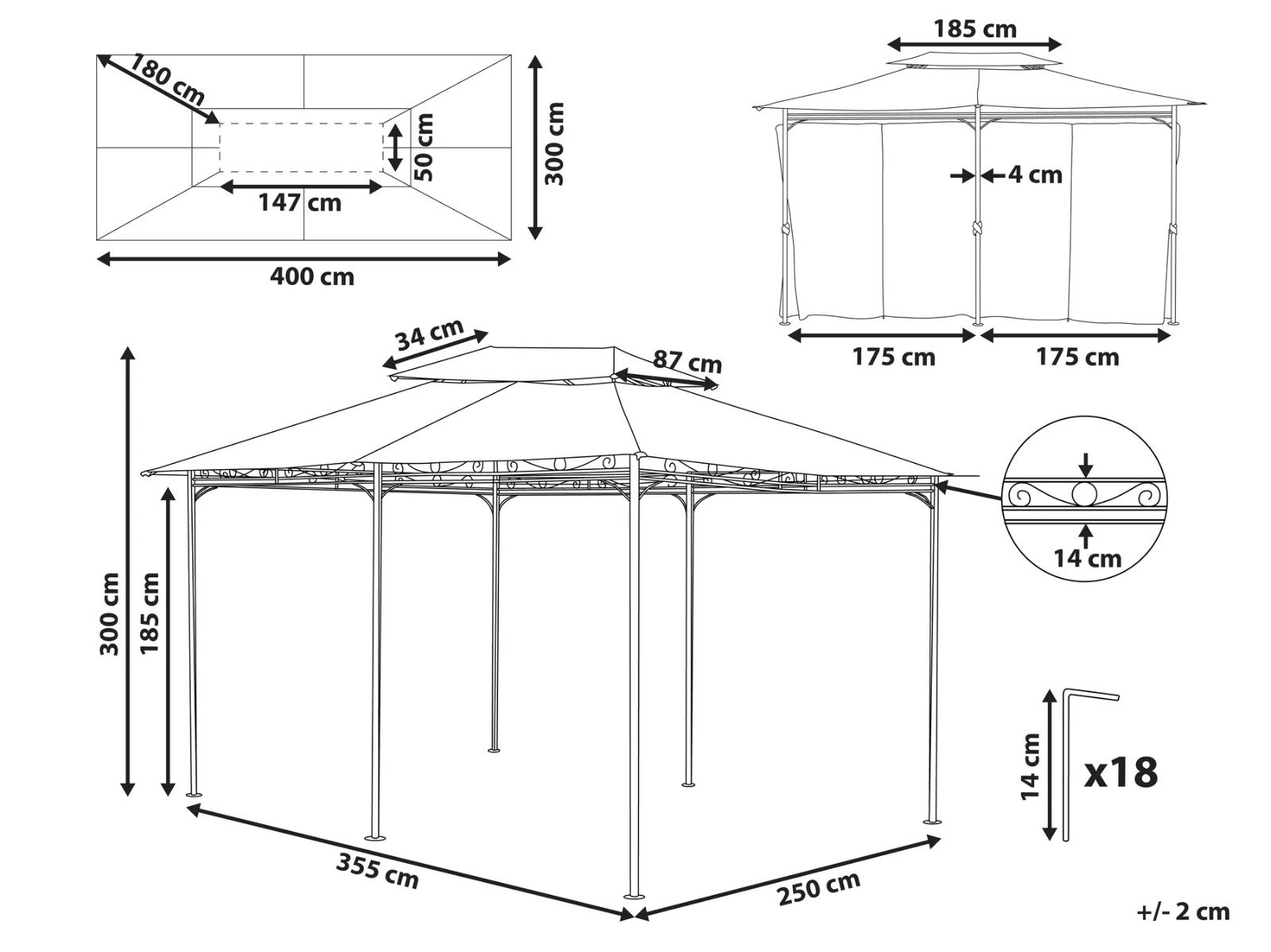Gazebo COLOS Metal Gris Grafito - Imagen 12