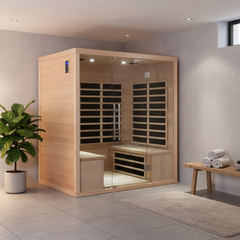 Sauna de infrarrojos con paneles de carbono 3200W LUXE 4 lugares - Imagen 2