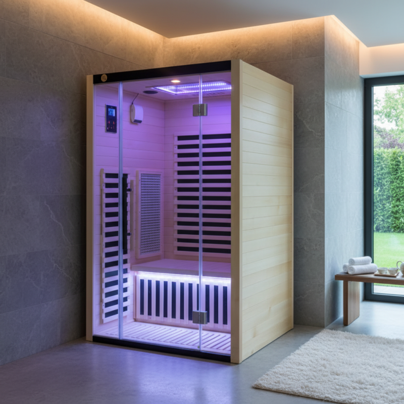 Sauna de infrarrojos LOIS para 2 personas - con paneles de carbono de 1900W y controlador wifi - Imagen 2