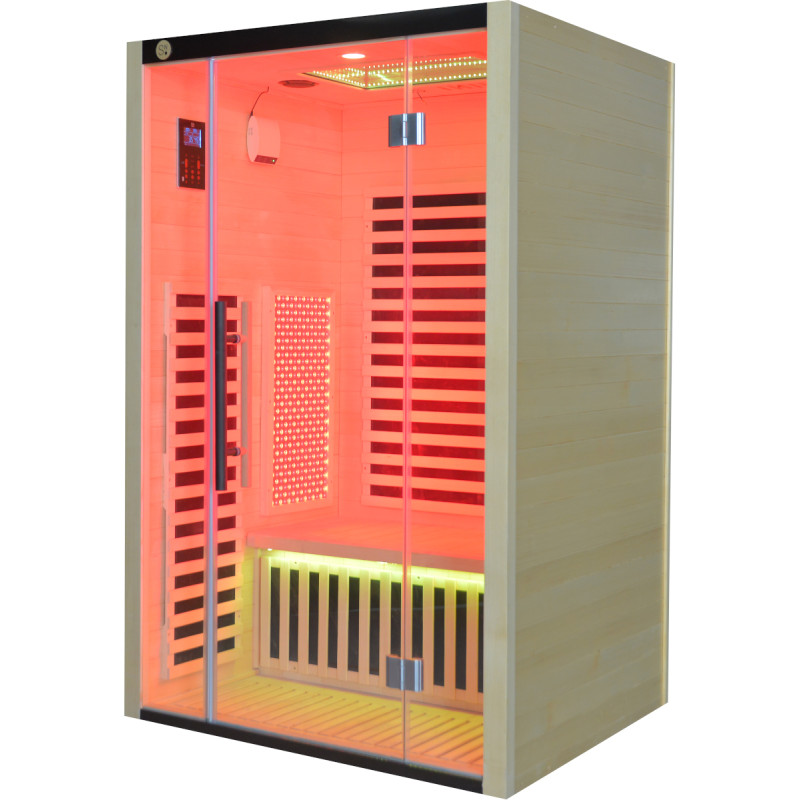 Sauna de infrarrojos LOIS para 2 personas - con paneles de carbono de 1900W y controlador wifi - Imagen 9
