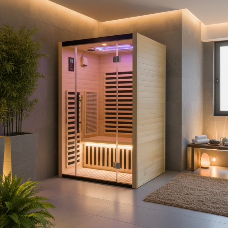 Sauna de infrarrojos LOIS para 2 personas - con paneles de carbono de 1900W y controlador wifi