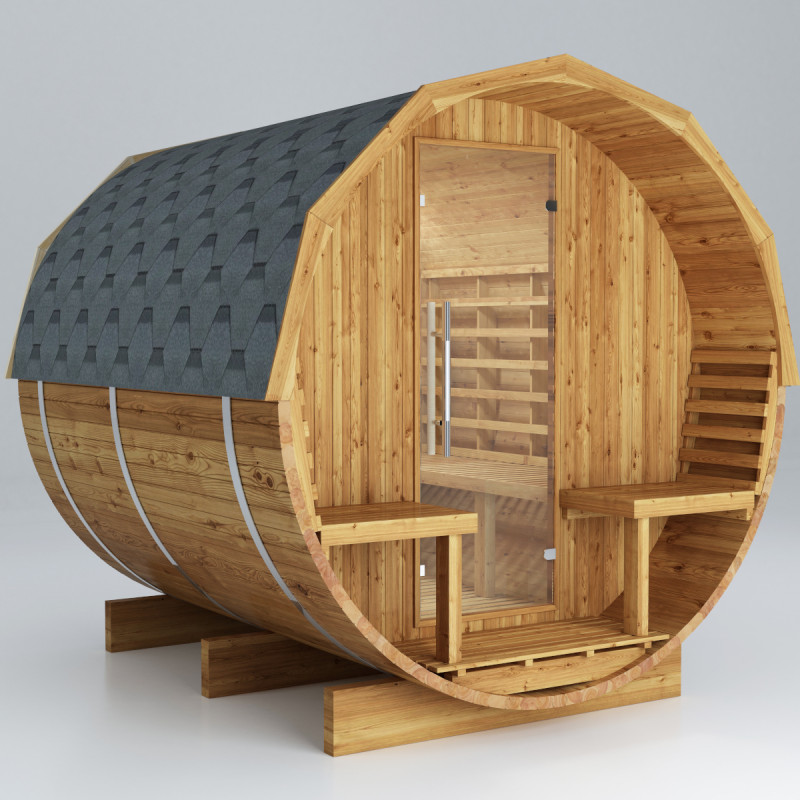 Sauna exterior Barril de madera termotratada para 4 a 6 personas - SNÖ - Imagen 3